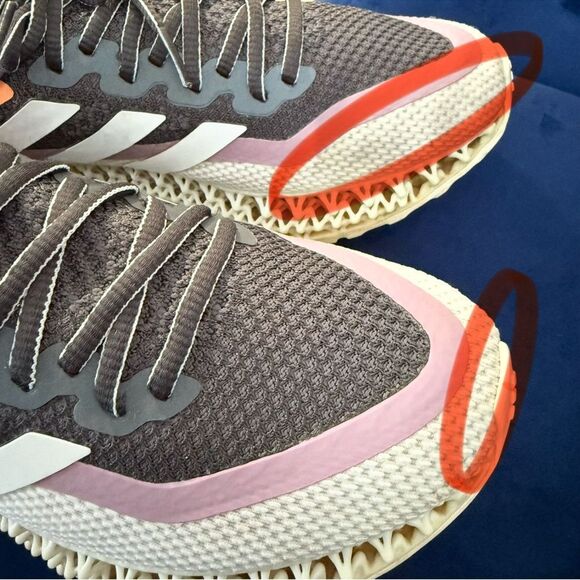 ADIDAS 4D FUSIO WOMEN’S RUNNING SHOES –GRAY / LILAC PURPLE / ORANGE –SIZE 8.5 US - Picture 14 of 17